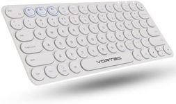 White Multi-Device Bluetooth Keyboard | Portable Rechargeable Travel Bluetooth Keyboard | Universal Keyboard Compatible with iPhone iPad Android, PC Tablets | Long Battery Life Easy Setup