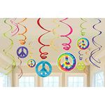 Amscan 670148 Groovy 60's Party Peace Sign Swirl Decorations Value Pack, One Size, Multicolor, 6ct