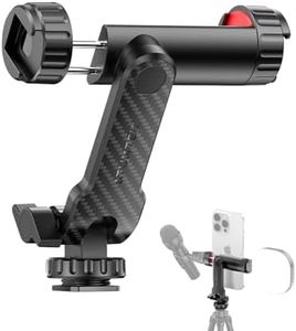 ATUMTEK Phone Tripod Mount, Universal Smartphone Mount Adapter with 2 Cold Shoe and 1/4" Standard Screw, 360° Rotates and 180° Tilts Adjustable Cell Phone Clamp Holder for Perfect Mobile Photography