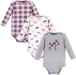 Hudson Baby Unisex Baby Cotton Long-Sleeve Bodysuits, Pink Moose, 3-6 Months