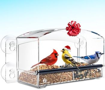 Window Bird Feeder with Strong Suction Cups - Large Bird House Window Bird Feeders for Viewing - Squirrel Proof Clear Bird Feeder Window - Mounted Transparent Bird Feeder - Great for Bird Watching!