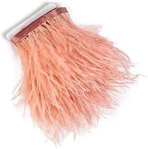 3 Yards 10-15cm Shrimp Pink Ostrich Feathers Trim Fringe for DIY Dress Sewing Crafts Costumes Decoration