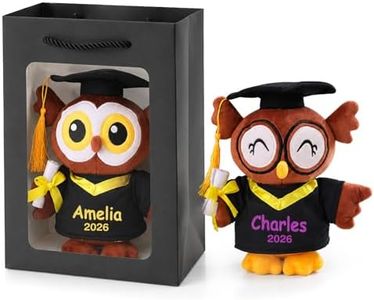 Custom Graduation Plush Owl with Name Date, Personalized 2025 Graduation Owl Stuffed Animal for Kids Students, Cute Pre K Kindergarten High School College Graduation Gifts