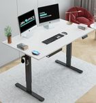 JIN OFFICE Electric Height Adjustable Desk| 80 Kg Wt. Capacity, 2 Year Warranty| Motorized Sit Stand Desk with Headphone Hook and Cable Tray (White Top 1200 by 750 mm/ 25mm Thickness)