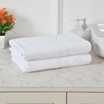 FRESH FROM LOOM Luxury Edition 600 GSM Egyptian 100% Pure Cotton Towel |High Water Heavy Towel | Soft Dual Stitched Bath Towel for Men & Women | No Hand Touch Production (70x140 CM | White)-2pc
