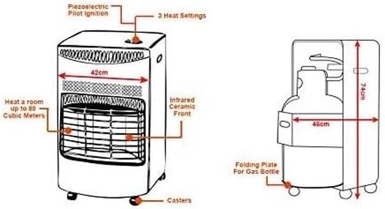 Easy Shopping Portable Gas Heater 4.2KW – Indoor Butane Heater with Wheels, 3 Settings