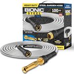 Bionic Steel Pro Metal Garden Hose 100ft, Rust Proof 304 Stainless Steel Water Hose with Brass Fittings, Flexible & Heavy Duty Hose, Lightweight, Kink Free & Easy Coil Outdoor Hose- 2021 Model