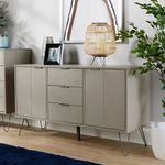 Home Source Acadia Cabinet Industrial Cupboard Storage Furniture Drawers and Doors, Pine, Grey, Large Sideboard