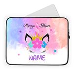 Personalised Laptop Case Sleeve - Unicorn - Colourful - Tablet or iPad Bag - Girls Ladies Gift (12-13 inch)