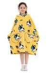 Blanket Hoodie for Kids, Oversized Wearable Blanket, Super Soft Warm Fluffy Sweatshirt Hoodie Blanket Pullover for Boys Girls Teens Children Dog 7-14