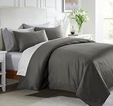 California Design Den 3-Pc Queen Size Duvet Cover Set, 400 Thread Count 100% Cotton Duvet Cover, Soft & Breathable Cotton Set with Button Closure, Includes 2 Pillow Shams (Grey, Queen)