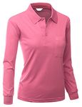 Women's Sporty ComfortablePolo Dri Fit Collar Top PINK Size L