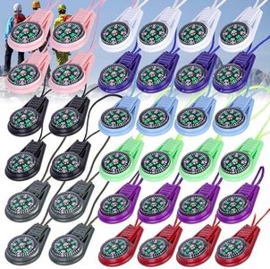 36 mini brújulas de supervivencia, brújula multicolor, mini brújula en cuerda, brújula al aire libre, niños, para camping, senderismo, niños, juguetes, pulsera de supervivencia, colgante de brújula
