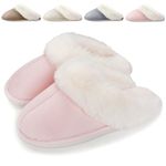 BHFRGAS Slippers Women Comfy Ladies Slippers Non-Slip Warm Womens Slippers with Memory Foam Fluffy Fuzzy Soft Winter House Slippers for Outdoor Indoor，Pink，3.5-4 UK