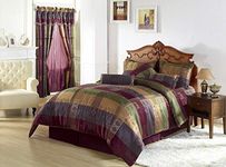 Chezmoi Collection Gitano Jacquard Patchwork 7-Piece Bedding Set, King, Multi Color