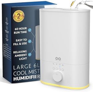 Everlasting Comfort Upgraded 6L Top Fill Humidifier Large Room & Bedroom, MAX Humidifier, Quiet Cool Mist, Easy to Clean & Fill, 60 Hour Run Time, Aromatherapy