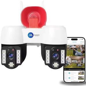 Maizic Smarthome 2in1 2K FHD Siren WiFi Wireless Outdoor Camera with Dual Lens | 360 Degree View | Alarm | Motion Detection | Color Night Vision | IP66 Weatherproof | Two Way Audio
