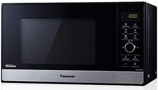 Panasonic Microondas NN-GD38HSGTG con parrilla (1000 W, vaporera, microondas combinado, molde para pizza, 23 litros) acero inoxidable negro