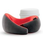 Lifelong Travel Neck Pillow | Premium Memory Foam Neck Support | Adjustable Headrest for Sleeping, Airplane Use | Portable Cushion with Case | Red