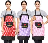 Whitewrap Polka Dot Polyester Fabric Aprons For Women Kitchen Waterproof, Waterproof Chef Cooking Kitchen Aprons with Pockets for Men And Women (Free Size, Multi - 7, 3)