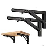 Black Folding Shelf Brackets Max. Load 220 lb, Heavy Duty DIY Wall Mounted Shelf Bracket Space Saving for Table Work Bench (6 INCEH-2PCS)