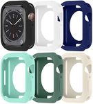 6 Pack Case for Apple Watch 40mm, Silicone Frame Hollowed Cover for iWatch Series SE/6/5/4 Accessories (NO Screen Protector), Black/White/Sapphire Blue/Light Blue/Official Green/light White