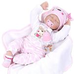 ZIYIUI Reborn Baby Doll 22 Inches 55 cm That Looks Real Life Baby Doll Soft Silicone Vinyl Open Eyes Reborn Toddler Girls Gift Set for Ages 3+