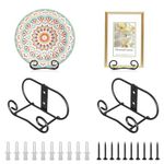 Sumnacon Plate Hangers for the Wall Metal Wall Plate Hangers with Screws,4 Pack Plate Holders for Displaying on the Wall Black Decorative Plate Stand for Plate Bowl Board Displaying