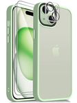 Mootobo 4 in 1 Designed for iPhone 15 Case Built-in 2 Screen Protector and Lens Protector, 10FT Military Grade Drop Protection Case with Anti-Fingerprint Matte Back 6.1 inch - Apple Green