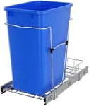 Rev-A-Shelf Pullout Trash Can for Under Kitchen Cabinets 35 Qt 12 Gallon Garbage Waste Recyling Bin with Full Extension Slides, Blue, RV-12KD-22C-S