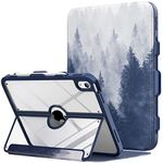 MoKo Case for iPad 10th Generation with Pencil Holder, iPad Case 10th Generation 2022 10.9 inch, Built-in Screen Protector Clear Back, Multi Angle Viewing Stand, Auto Wake/Sleep, Gray Forest