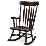 Giantex Rocking Chair Solid Wooden Frame Outdoor & Indoor Rocker for Garden, Patio, Balcony, Backyard Porch Rocker (1, Dark Coffee)