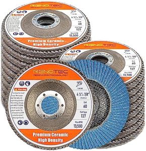RENOTEC 4.5" x 7/8" Pro Ceramic HD Flap Discs, Flat Type 27 for Sanding, Metalwork Stock and Rust Removal, Finishing, Grinding, Deburring (20 Pack) - 60 Grit