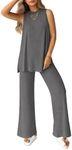 PRETTYGARDEN Women's 2 Piece Lounge Set 2025 Summer Casual Loose Tank Top Wide Leg Pants Matching Travel Outfits Tracksuit (Dark Grey,Small)