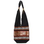 NOVICA Women's ed Blend Shoulder Bag Thai Elephants One Size Black