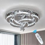 Modern Crystal Chandelier, 19.7'' Flush Mount Led Ceiling Light Stainless Steel Pendant Lights Fixtures for Living Room Dining Room Bedroom Kitchen Entryway Hallway(1 Pendant)