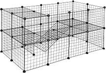 SEVVY - Mesh Pet Cage - 36 Pcs - Mesh Panels - DIY Small Animal Cage for Rabbits, Guinea Pigs, Puppies - Iron - Black