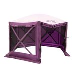 CLAM 12.5” x 12.5” Quick-Set Pavilion Tent, Pop-Up Outdoor Gazebo with Wind Panels, 6-Sided Canopy Tent with 7 Ground Stakes and Carry Bag, Plum