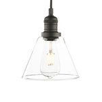 Phansthy Pendant Light Fixture Ceiling Lamp Pendant Lighting Hanging Light Ceiling Light with 7.1 Inch Funnel Clear Glass Shade for Kitchen Bathroom Bedroom Island Porch Coffee Bar (Black)