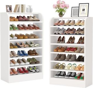 Tribesigns Shoe Rack for Entryway, 8-Tier Tall Shoe Shelf Shoes Storage Organizer, Wooden Shoe Storage Cabinet Shoe Stand for Closet, Hallway, Living Room, 2 Pcs, White