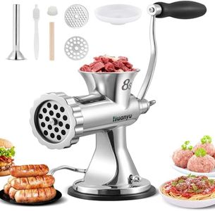 Huanyu Manual Meat Grinder Sausage Stuffer Filler Hand Crank Mincer Stainless Steel Meat Processor Grinding Machine Ground Chopper Home Use for Beef Chicken Rack chili etc. Dishwasher Safe Heavy Duty