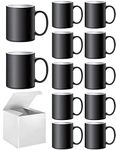 Color Changing Coffee Mugs Blank 15oz Black Cups 12 Pack with Box