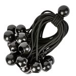 PRETEX Bungee Cords with Balls - Set of 25pcs x 15cm Universal Elastic Ball Ties - Heavy Duty Bungees Perfect for Camping, Flag & Tarpaulin Tie-Downs - Black