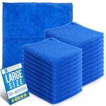 Microfiber Cleaning Cloth, Large Size 40x40cm, Super Absorbent Lint Free Microfibre Cloths Cleaning for Home, Kitchen, Surface, Mirrors, Bathrooms, Motorbike, Car (Blue, 20)