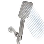 Metpure High-Pressure Handheld Shower Head with Easy Clicker for Multiple Sprays. Low Profile Lightweight Rectangular Shower Head. Stainless Steel Hose & Adjustable Mount Holder. Brushed Nickel Finish