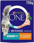 Purina ONE 7+ Dry Cat Food Rich in Chicken 750g, Pack of 4