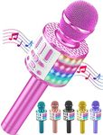 Wireless Karaoke Microphone for Kids, Bluetooth Microphone with LED Lights for Singing, Birthday Gifts Christmas Stocking Toys for 3 4 5 6 7 8 9 10-14 Year Old Boys Girls