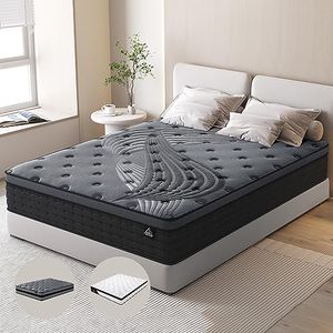 STARRY EUCALYPT Mattress King Size SyncCoil 5 Zone Pocket Spring 34cm Thickness, Euro Top Bed Mattress with Airflow Cool Gel Memory Foam & Enhanced Edge Support, Medium Firm (Eudora Grey)