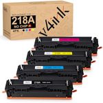 v4ink 218A Toner Cartridges 4 Pack Compatible Replacement for HP 218A 218X W2180A W2181A W2183A W2182A (No Chip) Works with HP Color Pro MFP 3301 3201 Series 3301cdw 3301fdw 3301sdw 3201dw Printer