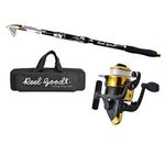 Telescopic Fishing Set Rod, Reel & Bag Set Ultralight Fishing Rod Spinning Reel with Bag All-in-One Fishing Gear Kit (Gold, 2.1m)